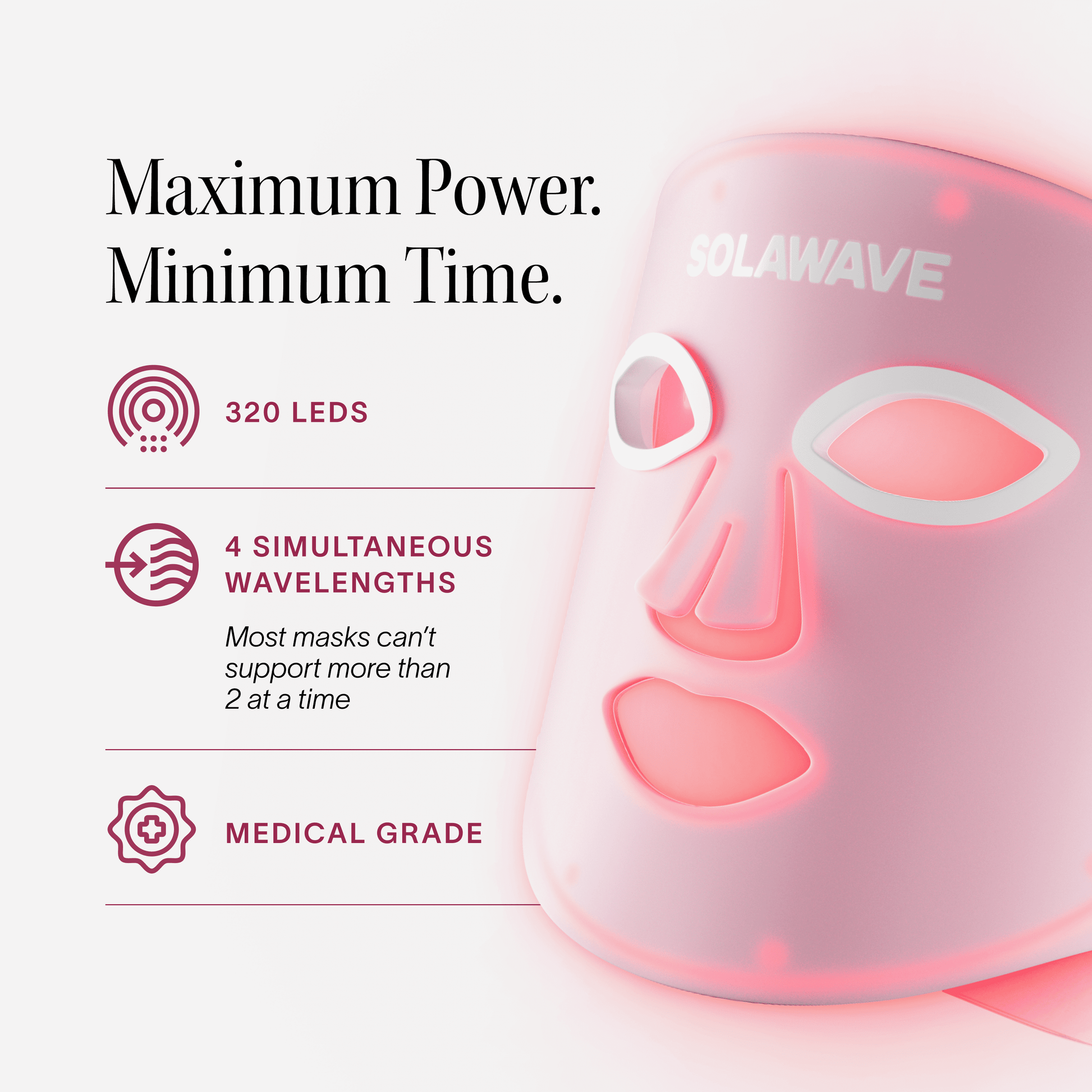 Wrinkle Retreat Pro Light Therapy Mask - LED Red Light Therapy Face Mask for Wrinkles & Anti-Aging, 3-Min Treatment, FDA Cleared