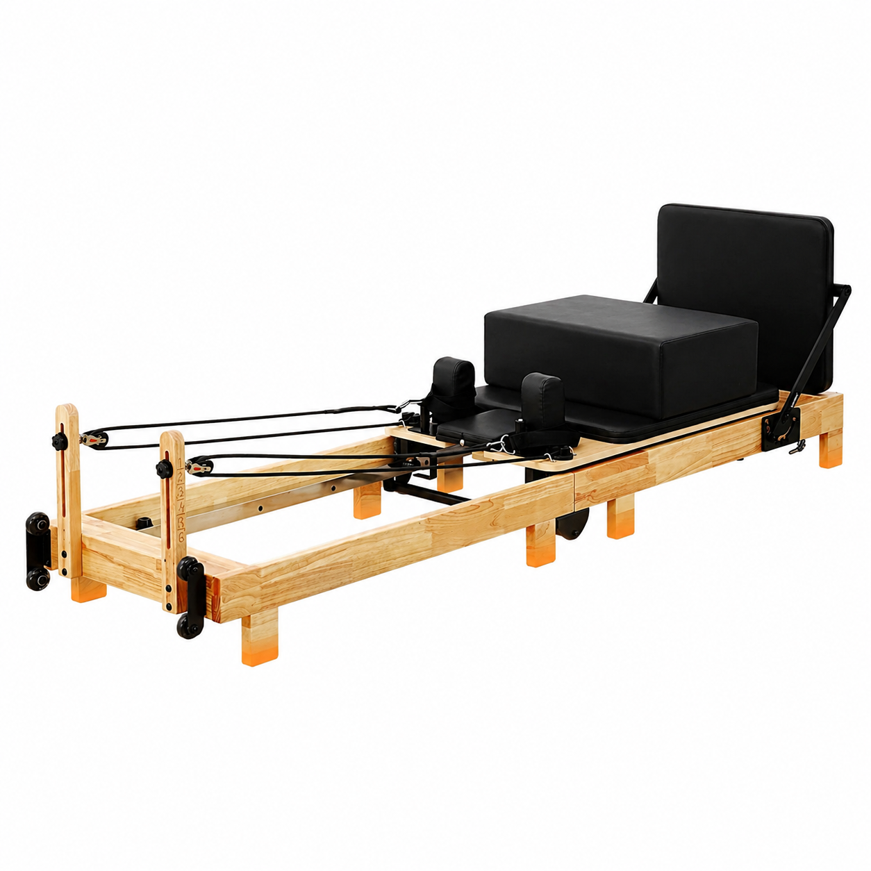 Pilates Reformer Machine, Wood Pilates Machine Bed Yoga Exercise Strength Training Equipment for Home Workout